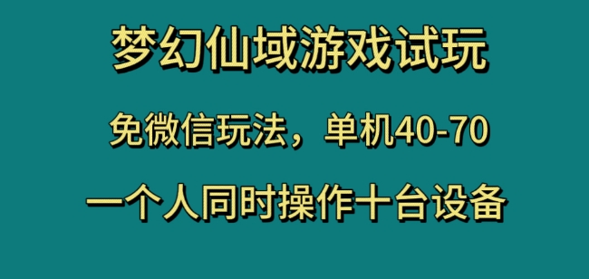 梦幻仙域游戏试玩，免微信玩法，单机40-70，一个人同时操作十台设备【揭秘】-灵动共创