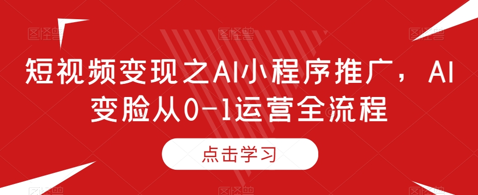 短视频变现之AI小程序推广，AI变脸从0-1运营全流程-灵动共创