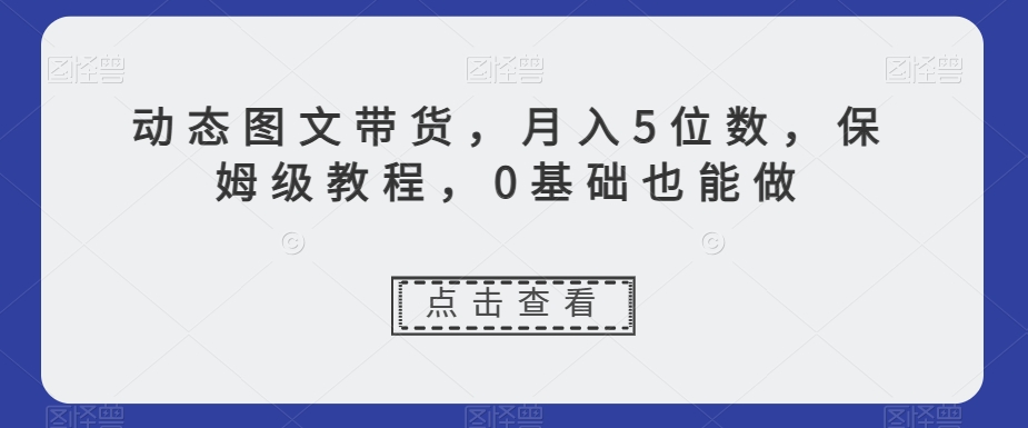动态图文带货，月入5位数，保姆级教程，0基础也能做【揭秘】-灵动共创