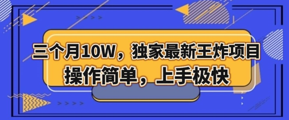 三个月10W，独家最新王炸项目！操作简单，上手极快【揭秘】-灵动共创