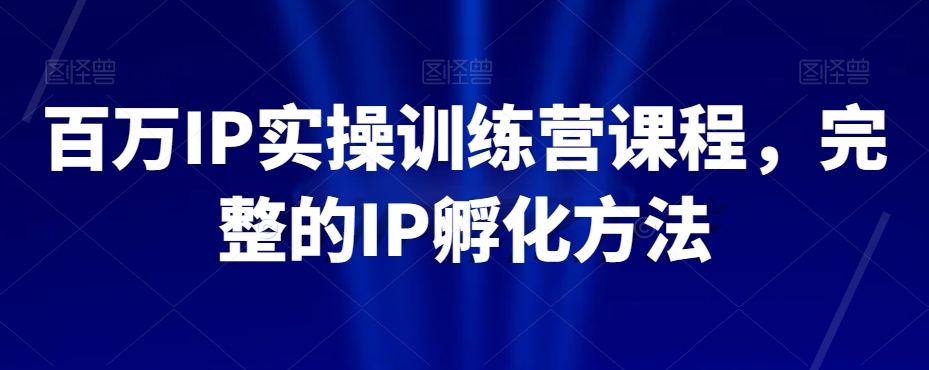百万IP实操训练营课程，完整的IP孵化方法-灵动共创