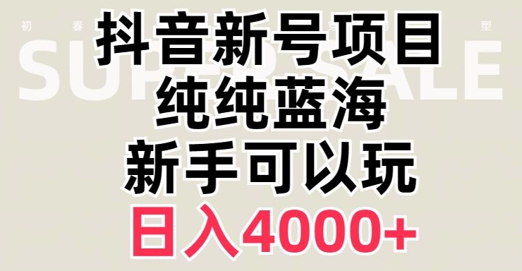 抖音蓝海赛道，必须是新账号，日入4000+【揭秘】-灵动共创