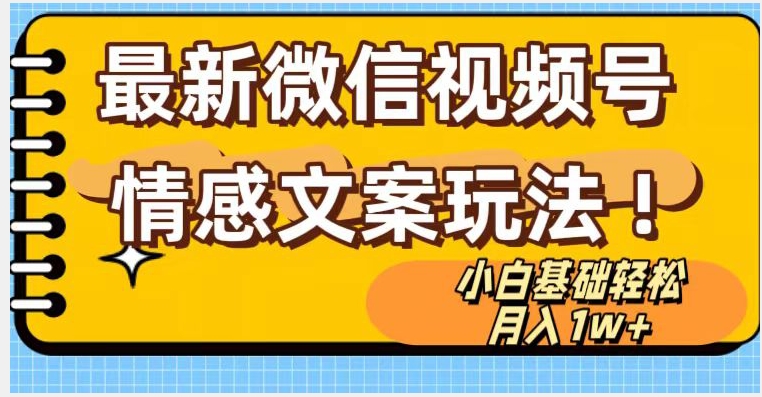 微信视频号情感文案最新玩法，小白轻松月入1万+无脑搬运【揭秘】-灵动共创