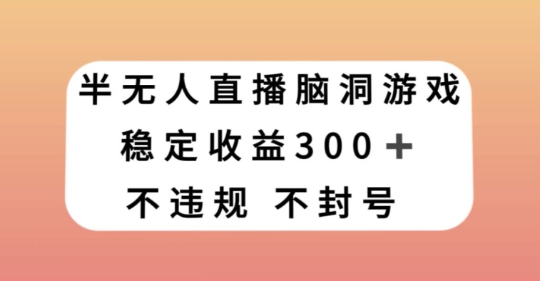 半无人直播脑洞小游戏，每天收入300+，保姆式教学小白轻松上手【揭秘】-灵动共创