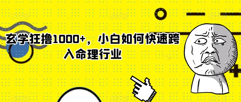 玄学狂撸1000+，小白如何快速跨入命理行业【揭秘】-灵动共创