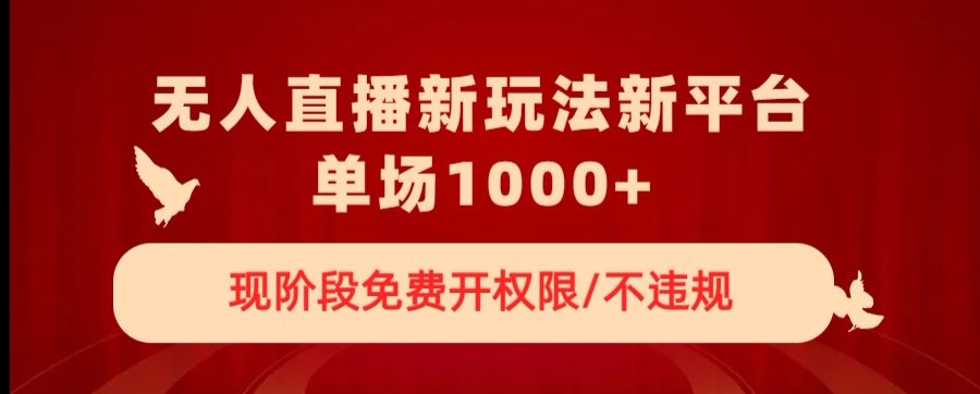 无人直播新平台新玩法，现阶段免费开授权，不违规，单场收入1000+【揭秘】-灵动共创