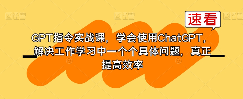 GPT指令实战课，学会使用ChatGPT，解决工作学习中一个个具体问题，真正提高效率-灵动共创