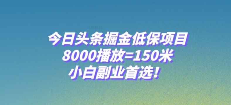 今日头条掘金低保项目，8000播放=150米，小白副业首选【揭秘】-灵动共创