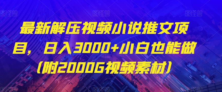 最新解压视频小说推文项目，日入3000+小白也能做（附2000G视频素材）【揭秘】-灵动共创