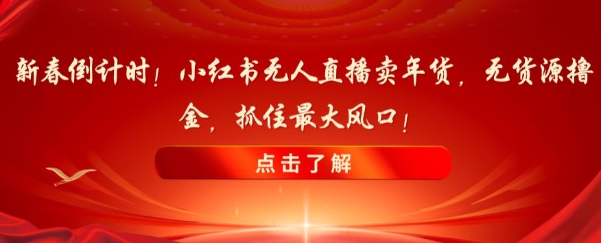 新春倒计时！小红书无人直播卖年货，无货源撸金，抓住最大风口【揭秘】-灵动共创