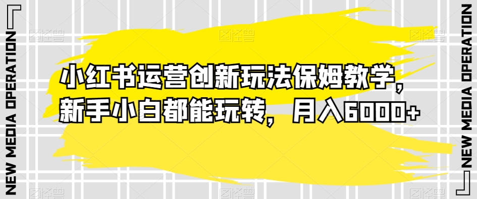 小红书运营创新玩法保姆教学，新手小白都能玩转，月入6000+【揭秘】-灵动共创