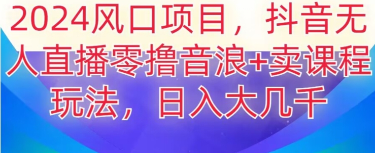 2024风口项目，抖音无人主播撸音浪+卖课程玩法，日入大几千【揭秘】-灵动共创
