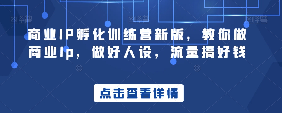 商业IP孵化训练营新版，教你做商业Ip，做好人设，流量搞好钱-灵动共创