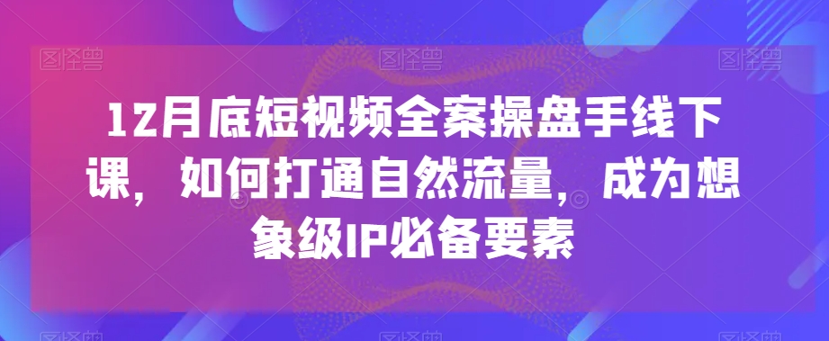 12月底短视频全案操盘手线下课，如何打通自然流量，成为想象级IP必备要素-灵动共创