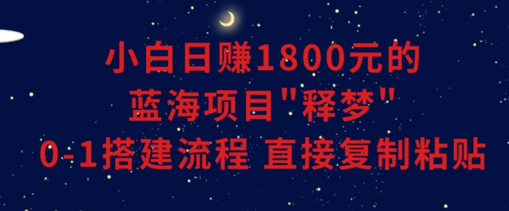 小白能日赚1800元的蓝海项目”释梦”0-1搭建流程可直接复制粘贴长期做【揭秘】-灵动共创