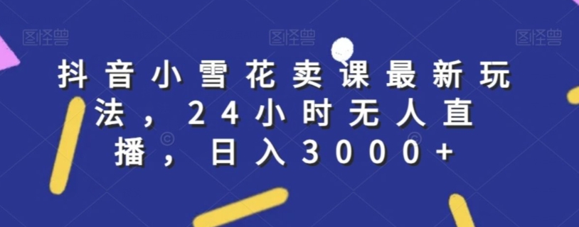 抖音小雪花卖课最新玩法，24小时无人直播，日入3000+【揭秘】-灵动共创