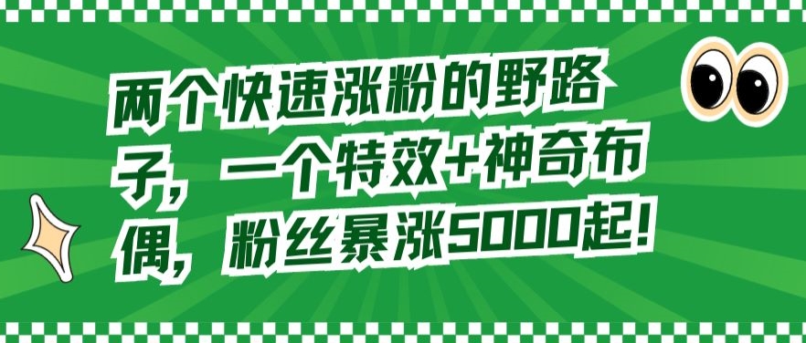 两个快速涨粉的野路子，一个特效+神奇布偶，粉丝暴涨5000起【揭秘】-灵动共创