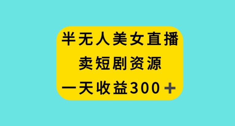 半无人美女直播，卖短剧资源，一天收益300+【揭秘】-灵动共创