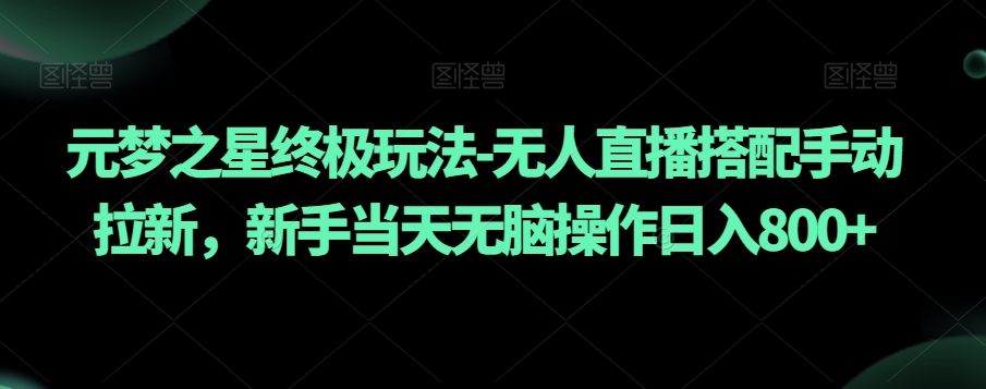 元梦之星终极玩法-无人直播搭配手动拉新，新手当天无脑操作日入800+【揭秘】-灵动共创