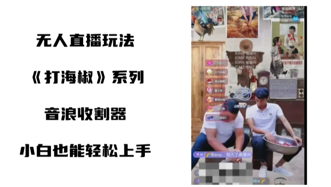 打海椒无人直播整蛊项目，小白轻松上手撸音浪收割器-灵动共创