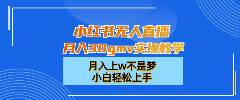 小红书无人直播月入30gmv实操教学，月入上w不是梦，小白轻松上手【揭秘】-灵动共创