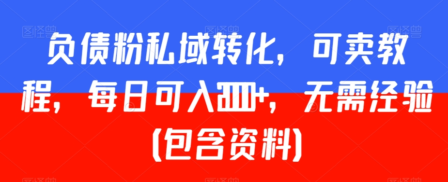 负债粉私域转化，可卖教程，每日可入2000+，无需经验（包含资料）【揭秘】-灵动共创