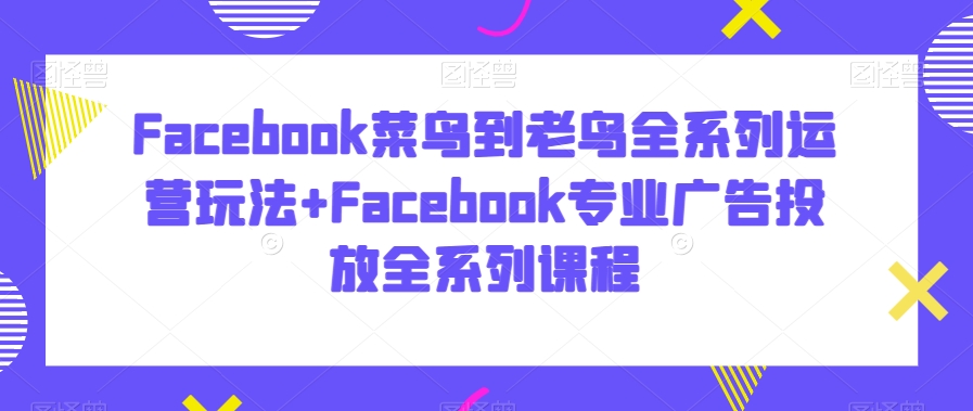 Facebook菜鸟到老鸟全系列运营玩法+Facebook专业广告投放全系列课程-灵动共创