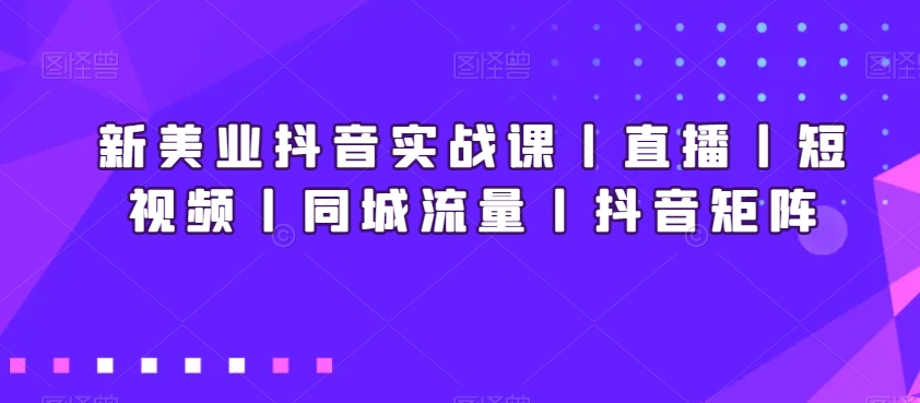 新美业抖音实战课丨直播丨短视频丨同城流量丨抖音矩阵-灵动共创