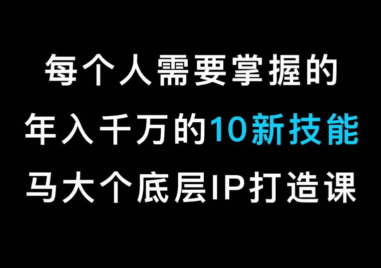 马大个的IP底层逻辑课，​每个人需要掌握的年入千万的10新技能，约会底层IP打造方法！-灵动共创