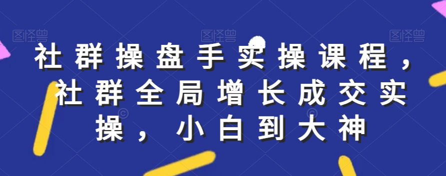 社群实操课程，社群全局增长成交实操，小白到大神-灵动共创