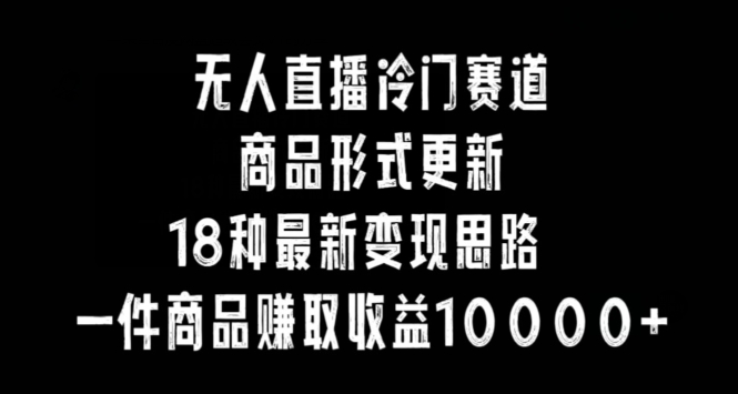 无人直播冷门赛道，商品形式更新，18种变现思路，一件商品赚取收益10000+【揭秘】-灵动共创