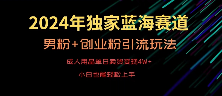 2024年独家蓝海赛道，成人用品单日卖货变现4W+，男粉+创业粉引流玩法，不愁搞不到流量【揭秘】-灵动共创