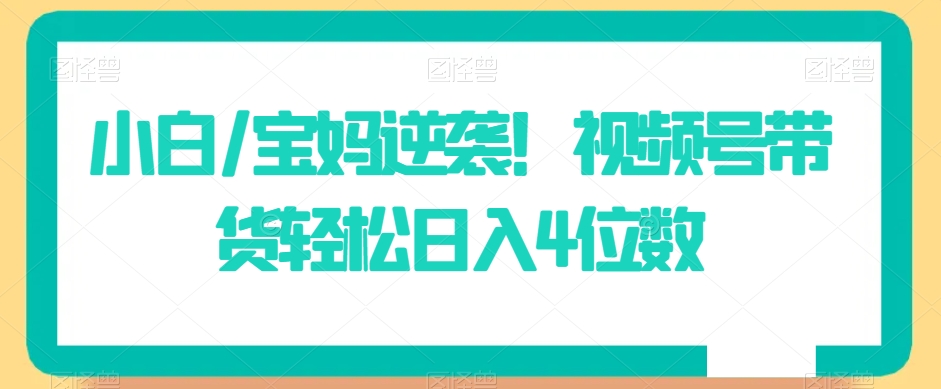小白/宝妈逆袭！视频号带货轻松日入4位数【揭秘】-灵动共创