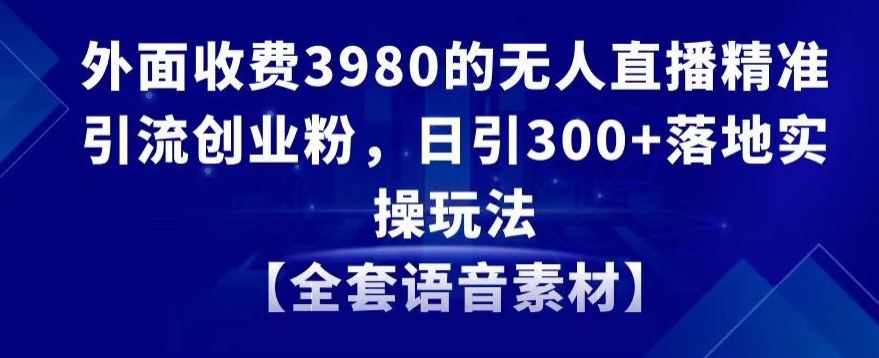 外面收费3980的无人直播精准引流创业粉，日引300+落地实操玩法【全套语音素材】【揭秘】-灵动共创
