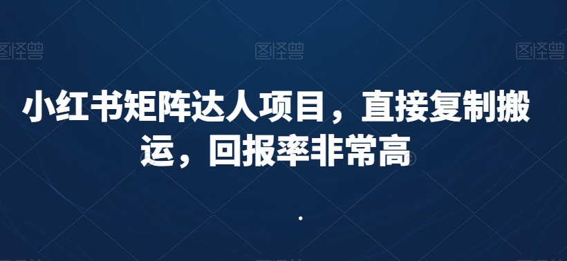 小红书矩阵达人项目，直接复制搬运，回报率非常高-灵动共创