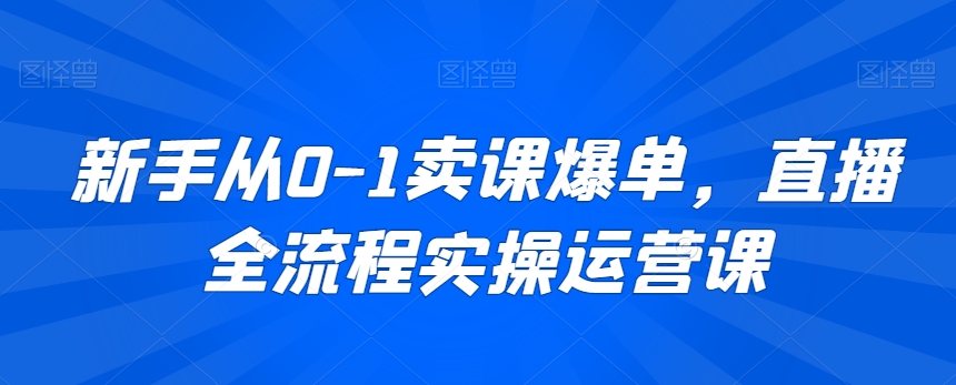 新手从0-1卖课爆单，直播全流程实操运营课-灵动共创