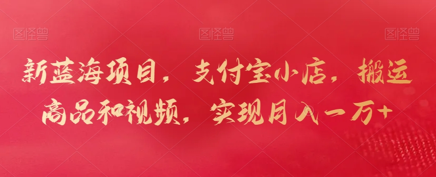 新蓝海项目，支付宝小店，搬运商品和视频，实现月入一万+【揭秘】-灵动共创