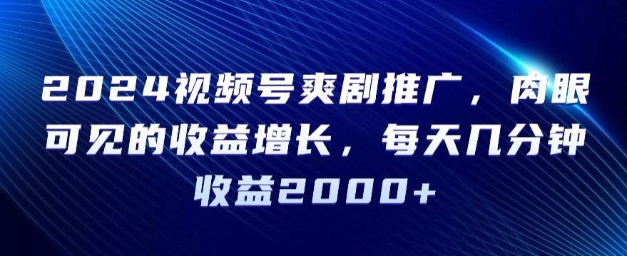 2024视频号爽剧推广，肉眼可见的收益增长，每天几分钟收益2000+【揭秘】-灵动共创
