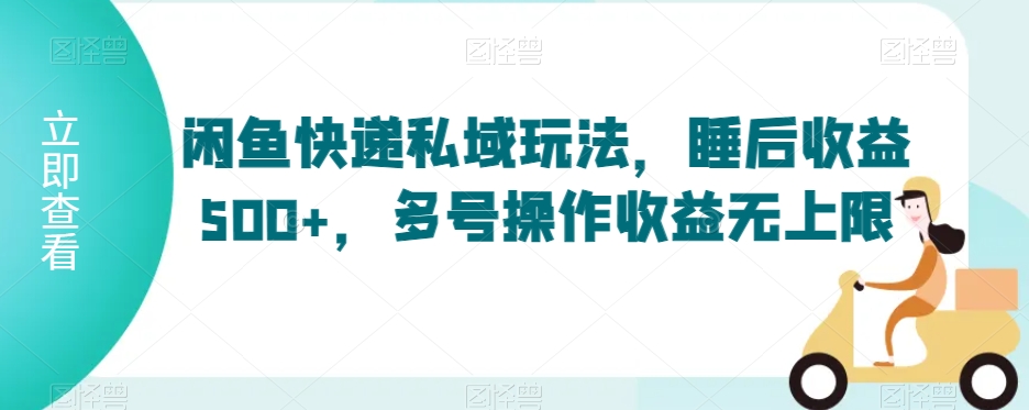 闲鱼快递私域玩法，睡后收益500+，多号操作收益无上限【揭秘】-灵动共创
