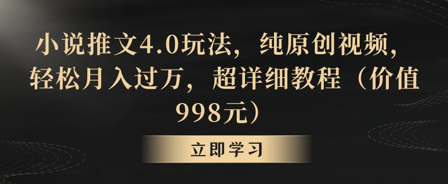 小说推文4.0玩法，纯原创视频，轻松月入过万，超详细教程（价值998元）【揭秘】-灵动共创
