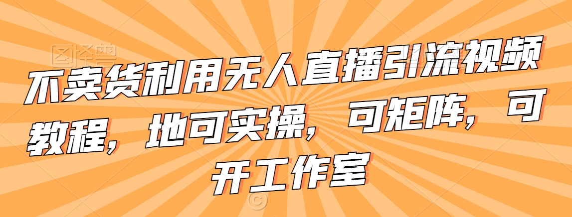 不卖货利用无人直播引流视频教程，地可实操，可矩阵，可开工作室【揭秘】-灵动共创