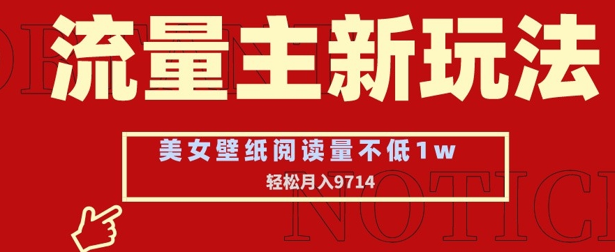 流量主新玩法，美女壁纸和头像，阅读量不低于1w，月入9741【揭秘】-灵动共创