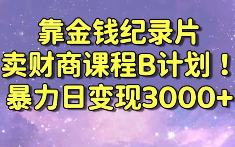 财经纪录片联合财商课程的变现策略，暴力日变现3000+，喂饭级别教学【揭秘】-灵动共创