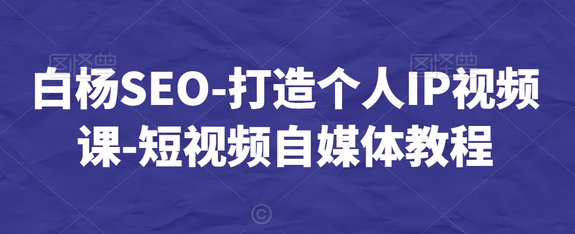 白杨SEO-打造个人IP视频课-短视频自媒体教程-灵动共创