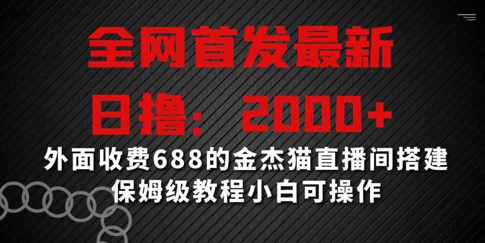 全网首发最新，日撸2000+，外面收费688的金杰猫直播间搭建，保姆级教程小白可操作【揭秘】-灵动共创