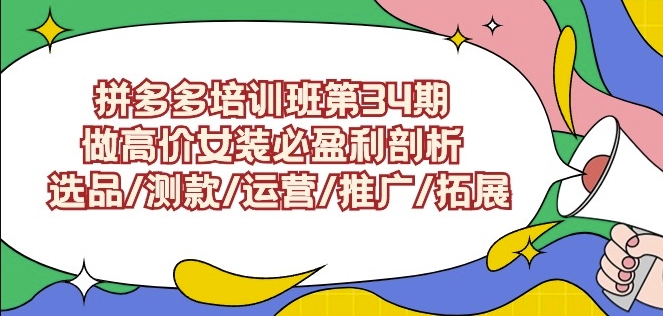 拼多多培训班第34期：做高价女装必盈利剖析选品/测款/运营/推广/拓展-灵动共创