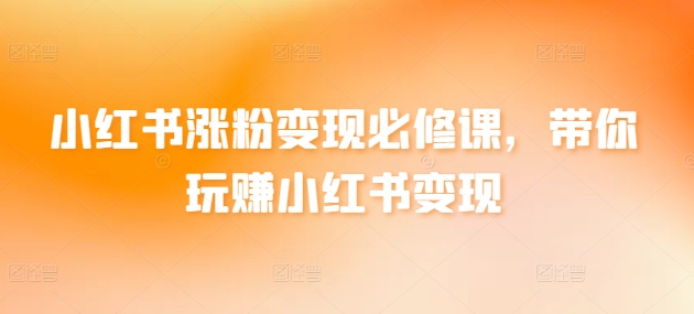 小红书涨粉变现必修课，带你玩赚小红书变现-灵动共创