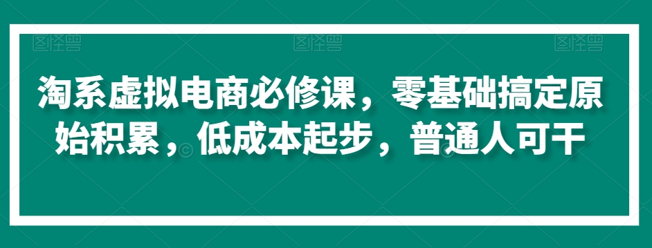 淘系虚拟电商必修课，零基础搞定原始积累，低成本起步，普通人可干-灵动共创