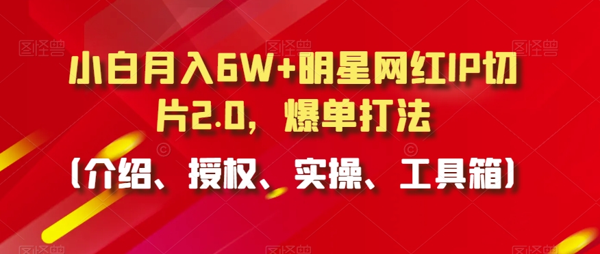 小白月入6W+明星网红IP切片2.0，爆单打法（介绍、授权、实操、工具箱）【揭秘】-灵动共创