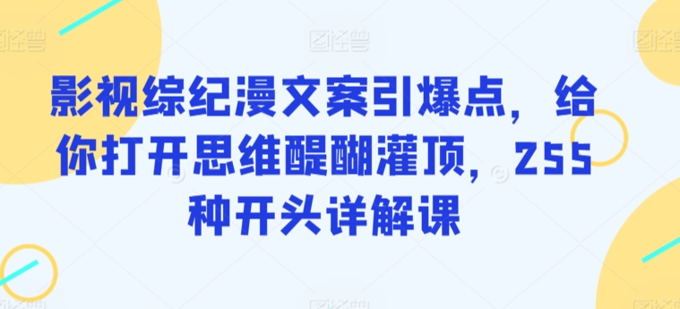 影视综纪漫文案引爆点，给你打开思维醍醐灌顶，255种开头详解课-灵动共创